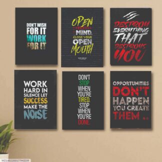 set of 6 Motivational wooden canvas frames for wall decore / sticky phototiles frames