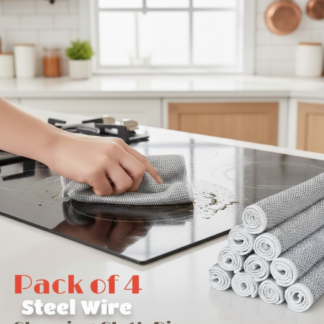 Pack of 4 Kitchen Steel Mesh Wire DishWasher Cleaning Cloth – Durable Dishwashing Scrubber Pads for Utensils, Pots, Pans & Daily Kitchen Cleaning