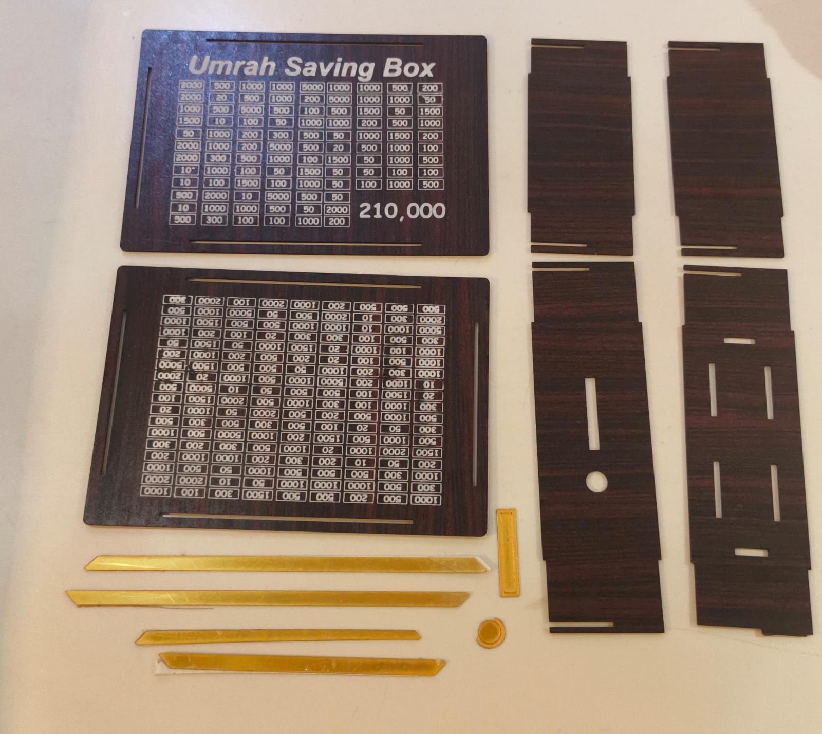 Premium Wooden Umrah Saving Box – 210,000 Savings Goal Challenge Tracker - Image 3