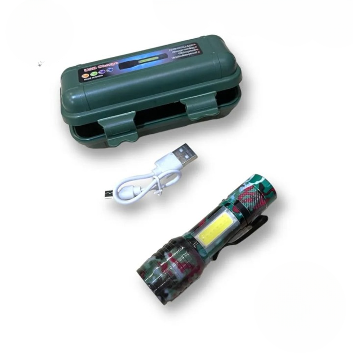 Green Box Zoomable Rechargeable Flashlight Durable Design Adjustable Focus Bright Light Easy Charging For Indoor And Outdoor Use (Random Color) - Image 2