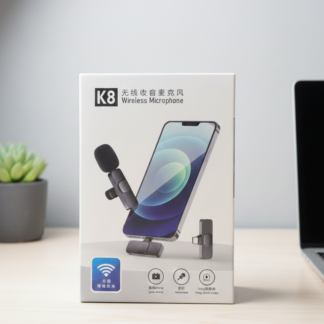 K8 Dual Wireless Lavalier Microphone for iPhone & Android, Plug-and-Play Noise Reduction Mic for Vlogging, YouTube, Live Stream
