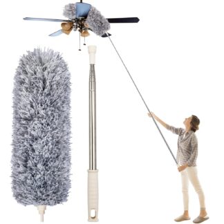 Microfiber Fan Duster | Telescopic Extendable Gray Duster | 360 Flexible Dirt & Dust Duster For Home Office Use | Micro Fiber Duster