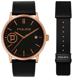 Police Watch – Elegant Design with Date Display | Rose Gold or Silver Case | Leather Strap | Quartz Movement | Water Resistant