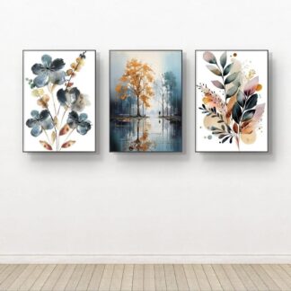 Nature’s Trio – Wooden Framed Wall Art (3 Pieces, 2 Sizes)