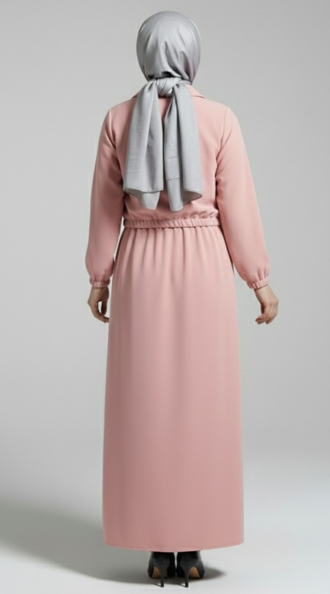 Stylish 2 Piece Set Long Frock Maxi Dress With Matching Zipper Jacket Premium Quality - Image 2