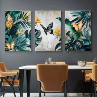 Set of 3 wall art sticky wooden canvas frames for home decore / sticky phototiles