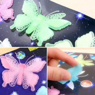 Pack of 08 Butterfly Wall Sticker Glow in the Dark Luminous 3D Butterfly Stickers DIY Wall Sticker 3D Art Mural for Decorations