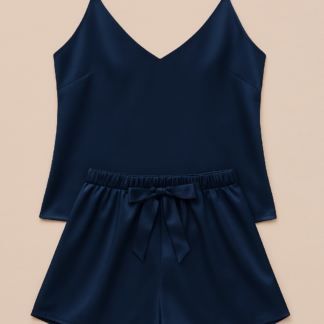 Satin Sleepwear Set featuring a luxe camisole and shorts Silky soft, lightweight, and elegantly tailored for cozy, stylish nights - Free Size