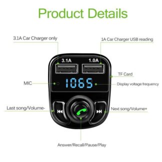 X8 - Multifunctional Car Mp3 Player | Car Wireless FM Transmitter | Car Mp3 Modulator - 3.1A | Car Accessories ( Random Color )