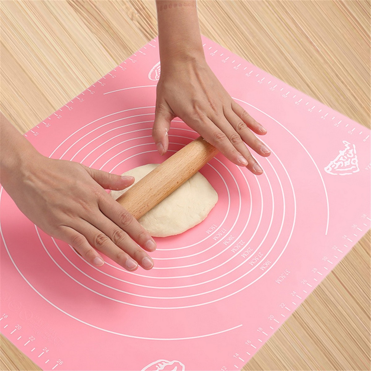 Silicone Baking Mat With Measurements Heat Resistant Cookie Sheet Oven Liner | Non Stick Flour Rolling Mat | Baking Mat Kneading Dough Pad (Random Color)