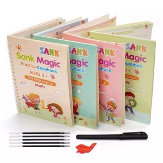 Sank Magic book Practice |  Tracing Handwriting First Pre-school Baby Learning Books for Kids (4 Books + Magic Pen with 5 Ink Refills)