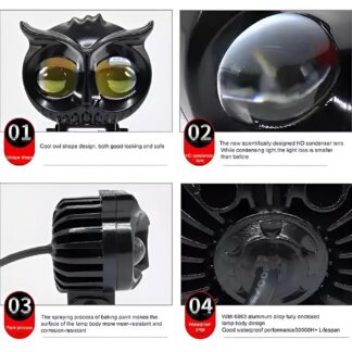 OWL Shape Fog Flash light Low & High Beam Owl Plastic Body Spot Light for All Cars And Bikes (1pc)