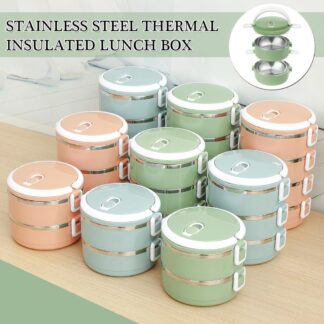 Multi-Layer Heat Preservation Stainless Steel Leakproof Lunch Box Food Container(random color)