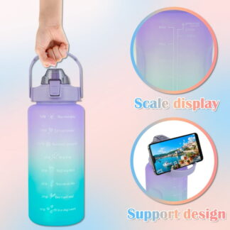 Sports Water Bottles 3 Pcs Set with Motivational Time Marker & Leak Proof Flip Top Lid  (random color)