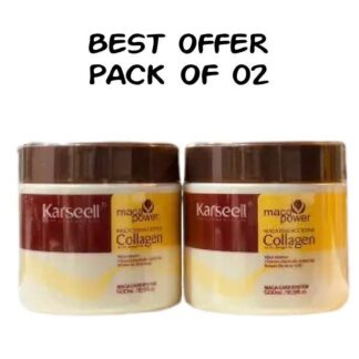 Pack Of 02 | Sealed Packed | Karseell Hair Mask Collagen Treatment Cream – Argan Oil & Maca Essence, 16.9 OZ 500ml