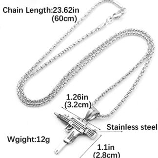 Men's Chain Necklace High Quality Stainless steel Uzi toy gun Pendant
