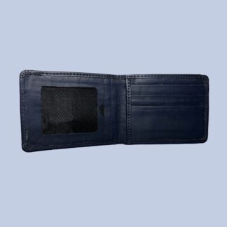 buffalo Leather Plain Wallet Men Short Wallet Purse Small Vintage Wallets Card Holder ( dark blue )