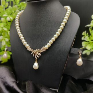 Imported Timeless Pearl Necklace Set with Radiant Pendant & Earrings | Girls & Women Fashion