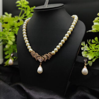 Imported Timeless Pearl Elegance Necklace Set with Drop Earrings | Girls & Women Fashion