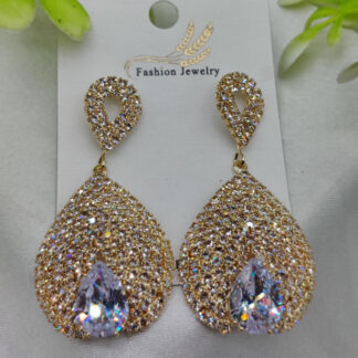 Luxurious Teardrop Crystal Earrings with Pave Detailing Earrings - Luxurious Gold Finish | Best Quality Artificial Earrings For Girls & Women