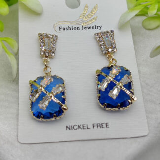 Imported Exquisite Sapphire-Blue Crystal Drop Earrings – Nickel Free | Girls Earrings | Women Earrings | Jewellery