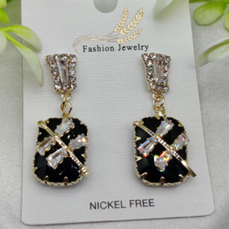 Imported Elegant Black Crystal Earrings with Sparkling Rhinestone Accents – Nickel-Free| Girls Earrings | Women Earrings | Jewellery