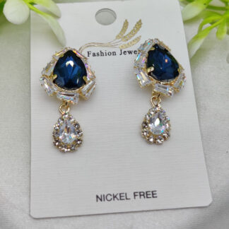 Imported Elegant Royal Blue Drop Earrings with Crystal Accents – Nickel-Free| Girls Earrings | Women Earrings | Jewellery