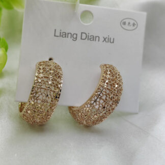 Imported Elegant Glitter Hoop Earrings - Statement Style Earrings - Luxurious Gold Finish | Best Quality Artificial Earrings For Girls & Women