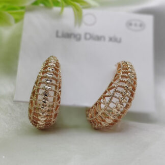 Imported Elegant Hollow Heart Design Gold-Plated Hoop Earrings - Luxurious Gold Finish | Best Quality Artificial Earrings For Girls & Women