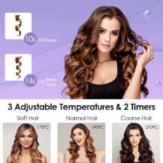 Hair Curler, 32mm Automatic Curling Iron, 3 Adjustable Temperatures And 2 Timer Reminders, Automatic Curling Iron For Long Hair, Double Anti-Scald Function, Australian Specification Plug, Suitable For Everyone ( Random Color )