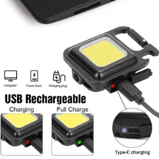 COB Small Flashlight, Keychain Work Light, USB Rechargeable, Mini LED Handheld t, 3 Light Modes Portable Pocket Light for Gift, Camping Emergency Fishing