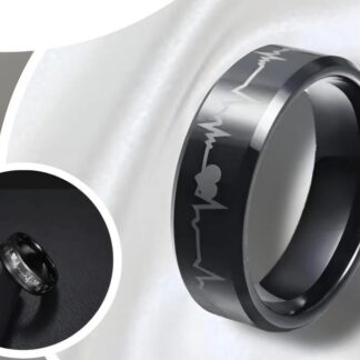 Pack Of 2 Unique heartbeat design charm Ring steenles Steel  band rings For Unisex