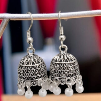 Silver Indian Jumky /  Jhumka Earrings by Quirky Fashions | Ethnic wear | Casual wear