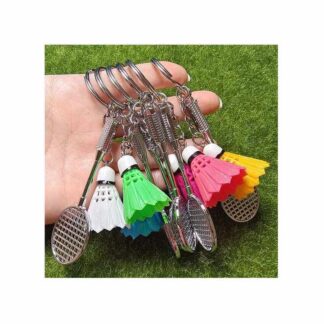 01 PCs Metal Badminton Racket & Ball Keychain – Stylish Keyring Gift for Girls’ Bags & Boys | Random Color Key-Chain
