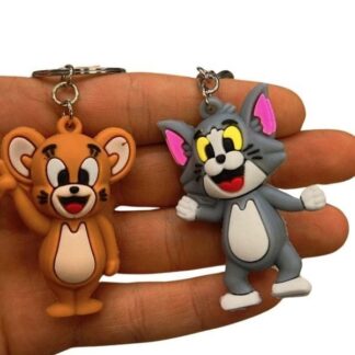Pack of 2 Tom & Jerry Cartoon Keychains – High Quality Silicone Rubber | Fun Bag & Key Ring - Key-Chain For Kids - Cartoon Keychain ( Random Design ) 