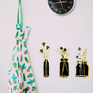 Set of 3 Modern Floral Vase Wall Decor - Golden & Silver Acrylic Mirror Finish | Wall Decor