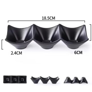 3-Compartment Dipping Sauce Dish – BPA-Free Plastic Condiment Server for Hot Pot, Sushi, Appetizers – Microwave & Dishwasher Safe (random color)