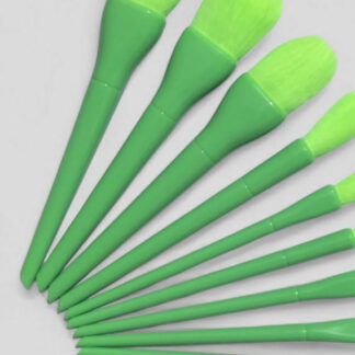 10 Pcs Professional Makeup Brush Set – Face, Eyes & Lips | Concealer, Blush, Eyeshadow, Highlighter | Orange & Green Colors