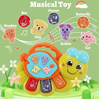 TOEY PLAY Baby Toy with Caterpillar for 12+ Months, Musical Piano Keyboard with Songs, Lights and Animal Sounds, Interactive Toys for Early Learning, Gifts for Little Kids, Boys, Girls 1 Year