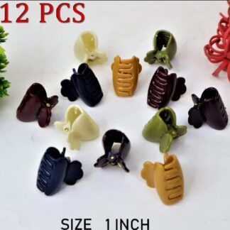 Pack of 12 Hair Catchers – Small Size (1 Inch) Multicolor Plastic Clips for Women & Girls | Strong Grip & Stylish Design (Random Color)
