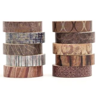 Songdao 10 Rolls Fantasy Washi Tape Set Texture Arts Adhesive Tapes Basic Patterns Decorative Masking Tape Sets for Craft, Kids, Scrapbook, DIY, Gift Wrapping (Style Four)