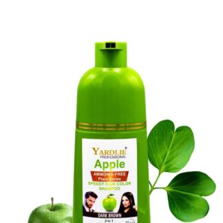 Apple Hair Color Shampoo Natural Black And Brown 2-in-1 Color Cleanse and Nourish Formula by Yardlie Available in 200ml and 400ml Packs – Easy to Use Hair Coloring and Cleansing Shampoo for Shiny and Healthy Hair