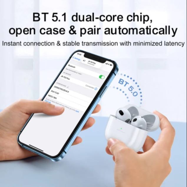 Joyroom AirPods 3 JR‑T03S Plus | Wireless Bluetooth Earbuds | HiFi Sound | Long Battery Life | Free Premium Case - Image 5