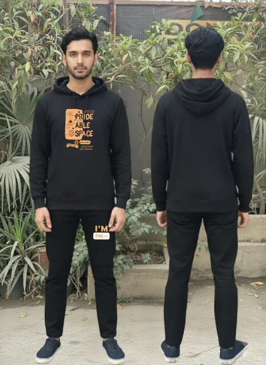 Men's Black Printed Tracksuit Trendy Design Casual Comfortable Style - Image 2