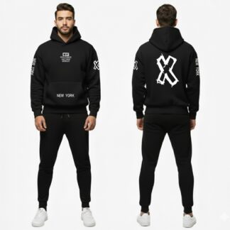 Urban Edge "WIN" Performance Tracksuit – Men’s Premium Heavyweight Fleece Hoodie Set with New York Signature Graphics