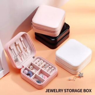 Compact Travel Leather Jewelry Organizer Box – Portable Pocket-Sized Case with Zipper Closure for Rings, Earrings, Necklaces & Accessories – Ideal for Women - Random Color