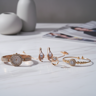 The Midnight Elegance Gold-Tone Jewelry & Timepiece Collection