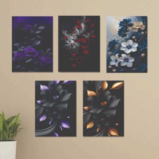 Set Of 3 Flower Sticky Canvas Phototiles Frame For Wall, Home Decor