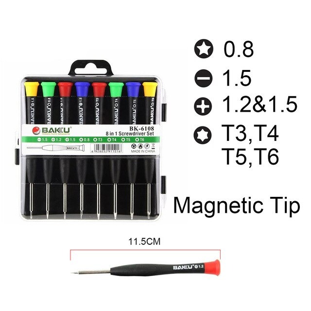 Screwdriver Set 8 in 1 SW‑6308A | Mobile Repairing Kit | Torx, Star, Cross & Slotted Screwdrivers - Image 3