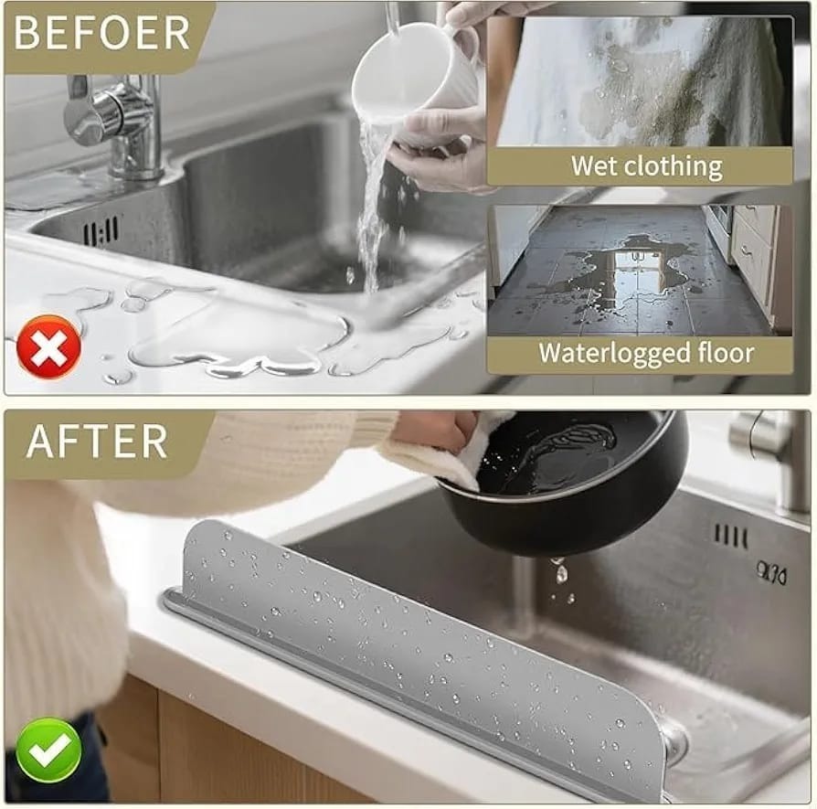 Silicone Sink Splash Guard with Suction Cups | Flexible Water Stopper for Kitchen & Bathroom Sinks | Prevents Splashes & Spills (Random Color) - Image 2